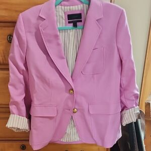 JCrew Pink Blazer with Gold Buttons